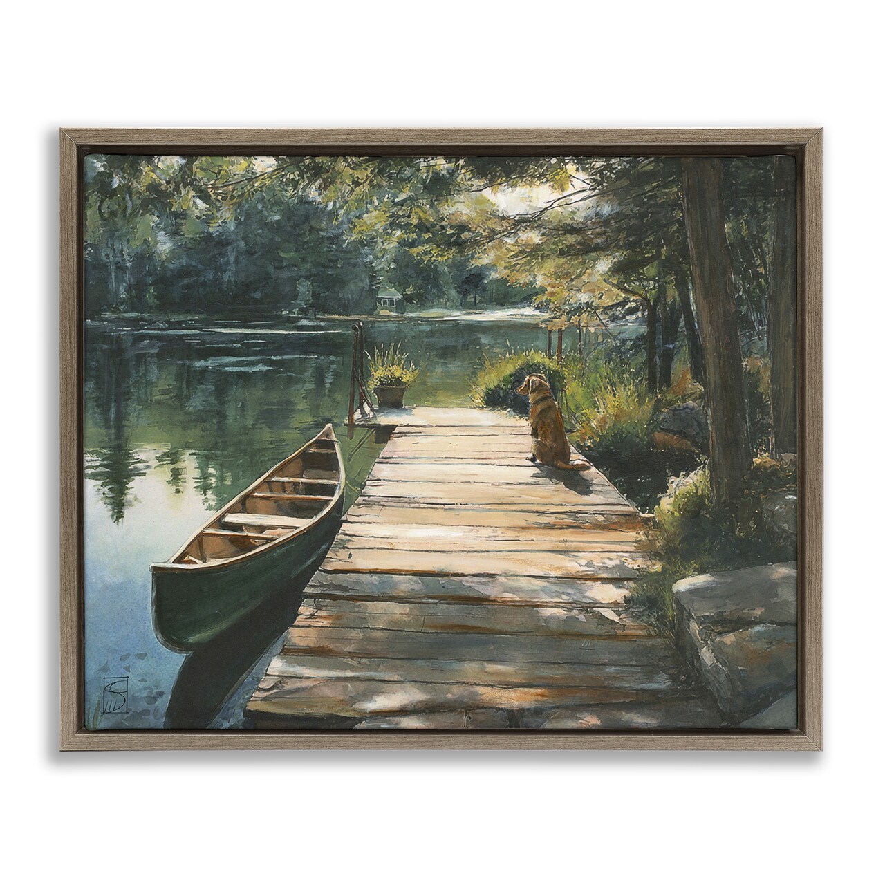 Stupell Industries Lake Life Dog on Dock Floating Frame, design by Sara Culpepper